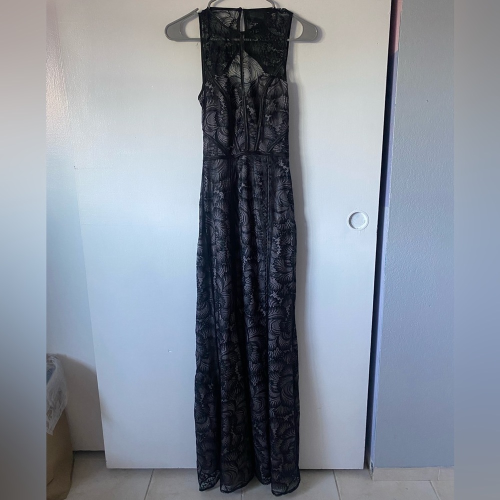 H&M Black Lace Open Back Mermaid Maxi Dress
